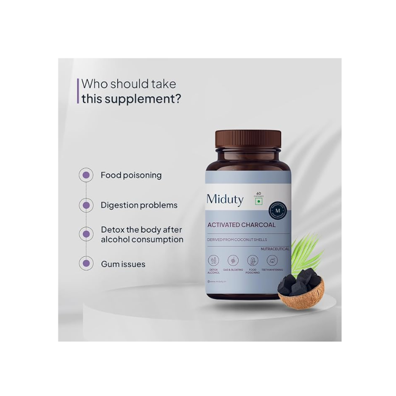 Miduty Activated Charcoal – 600Mg (60 Tablets) view 2